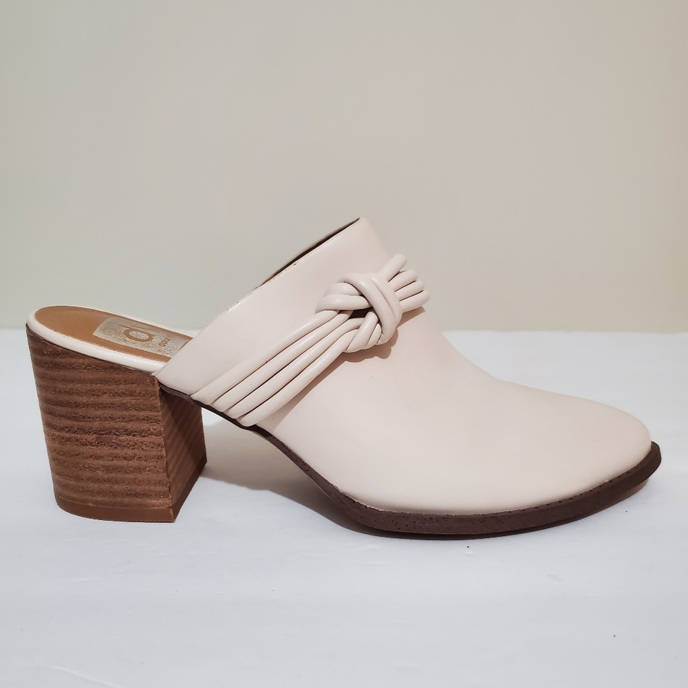 Dolce Vita Tabitha ivory faux leather stacked heel knot accent mule clogs 8.5 - Picture 3 of 15